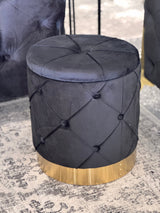 Amy Storage Foot Stools Set of 2 - Black / Gold - Front View