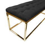 Holly Ottoman Gold Base - Black Seat - Front View