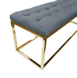 Holly Ottoman Gold Base - Dark Grey Seat - Front View
