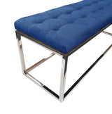 Holly Ottoman Silver Base - Blue Seat - Front View