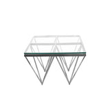 Pinnacle Silver Side Table - Black Glass