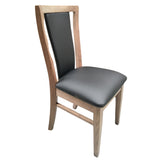 Fairmont 2pc Set Dining Chair PU Leather Seat Padded Back Solid Oak Timber Wood - Front View