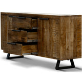 Begonia Buffet Sideboard Table 170cm 2 Door 3 Drawer Mango Wood Unique Furniture - Side View