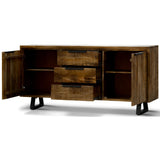 Begonia Buffet Sideboard Table 170cm 2 Door 3 Drawer Mango Wood Unique Furniture - Top-Down View