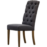 Begonia 9pc Dining Set 220cm Live Edge Table 8 Charcoal Fabric Chair Mango Wood - Close-Up Angle