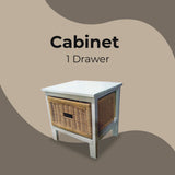 Hyssop Bedside 1 Chest of Drawers Cane Bedroom Kitchen Bathroom Storage Cabinet - Front View