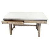 Stony 140cm Computer Writing Desk with Concrete Top - White - Side View