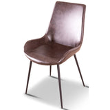 Brando  Set of 4 PU Leather Upholstered Dining Chair Metal Leg - Brown - Rear View