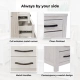 Foxglove Bedside Tables 3 Drawers Storage Cabinet Shelf Side End Table - White - 45-Degree Angle