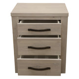 Foxglove Bedside Tables 3 Drawers Storage Cabinet Shelf Side End Table - White - Close-Up Angle