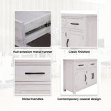 Foxglove Buffet Table 158cm 4 Door 3 Drawer Solid Mt Ash Timber Wood - White - 45-Degree Angle