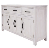 Foxglove Buffet Table 158cm 4 Door 3 Drawer Solid Mt Ash Timber Wood - White - Close-Up Angle