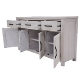 Foxglove Buffet Table 158cm 4 Door 3 Drawer Solid Mt Ash Timber Wood - White - Low Angle
