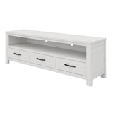 Foxglove ETU Entertainment TV Unit 166cm 3 Drawer Solid Mt Ash Wood - White - Low Angle