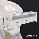 Foxglove ETU Entertainment TV Unit 166cm 3 Drawer Solid Mt Ash Wood - White - Side View