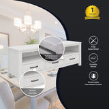 Foxglove ETU Entertainment TV Unit 166cm 3 Drawer Solid Mt Ash Wood - White - Top-Down View