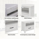 Foxglove ETU Entertainment TV Unit 166cm 3 Drawer Solid Mt Ash Wood - White - 45-Degree Angle