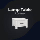 Foxglove Lamp Table 60cm Coffee Side Laptop Desk Bedside Sofa End - White - Front View