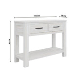 Foxglove Console Hallway Entry Table 110cm Solid Mt Ash Timber Wood - White - Close-Up Angle