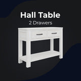 Foxglove Console Hallway Entry Table 110cm Solid Mt Ash Timber Wood - White - Front View