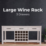 Foxglove Sideboard Buffet Wine Cabinet Bar Bottle Wooden Storage Rack - White - Front View