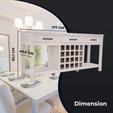 Foxglove Sideboard Buffet Wine Cabinet Bar Bottle Wooden Storage Rack - White - Side View