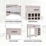 Foxglove Sideboard Buffet Wine Cabinet Bar Bottle Wooden Storage Rack - White - 45-Degree Angle