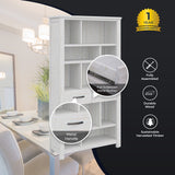 Foxglove Bookshelf Bookcase 5 Tier 2 Drawers Solid Mt Ash Timber Wood - White - Top-Down View