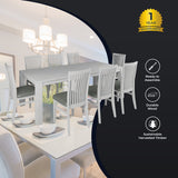 Foxglove 9pc Dining Set 225cm Table 8 PU Seat Chair Solid Mt Ash Wood - White - Side View