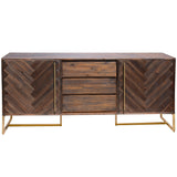 Tuberose Buffet Table 180cm 2 Door 3 Drawer Solid Acacia Timber Wood - Brown - Front View