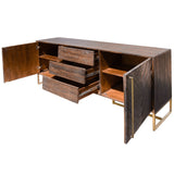 Tuberose Buffet Table 180cm 2 Door 3 Drawer Solid Acacia Timber Wood - Brown - Side View