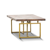 Tuberose Coffee Table 120cm Solid Acacia Wood Home Herringbone Parquet - Brown - Front View