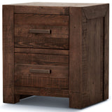 Catmint Bedside Tables 2 Drawers Storage Cabinet Shelf Side End Table Grey Stone - Front View