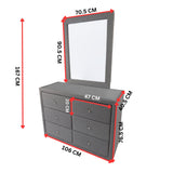 Molly Dresser Mirror 6 Chest of Drawers Bedroom Storage Cabinet - Light Grey - Front View