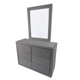 Molly Dresser Mirror 6 Chest of Drawers Bedroom Storage Cabinet - Light Grey - Side View