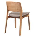 Emilio 5pc 120cm Round Dining Table Set Fabric Chair Solid Ash Wood Oak - Low Angle