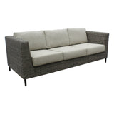 Lara 3 Seater Outdoor Sofa Rattan Wicker Lounge Light Grey - Side View