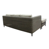 Lara 3 Seater Outdoor Sofa Rattan Reversible Chaise Lounge Light Grey - Top-Down View
