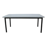 Lara 7pc Set 180cm Outdoor Dining Table 6 Chair Glass Concrete Top - Side View