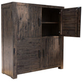 Catmint 4 Door Storage Buffet Kitchen Living Room Cabinet Solid Acacia Wood - Side View
