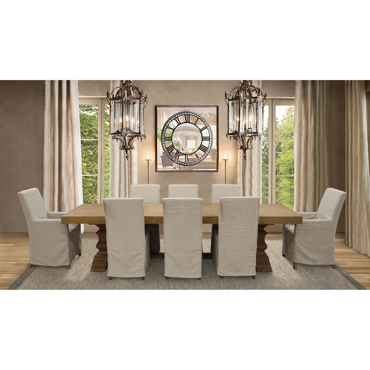 Ixora Dining Chair Set of 6 Fabric Slipcover French Provincial Carver Timber