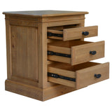 Jade Bedside Tables 3 Drawers Storage Cabinet End Nightstand Table - Natural - Side View