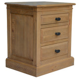 Jade Set of 2 Bedside Table 3 Drawers Storage Cabinet Nightstand - Natural - Side View