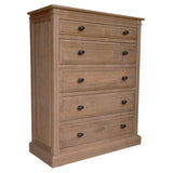 Jade Tallboy 5 Chest of Drawers Bed Storage Cabinet Stand - Natural - Front View