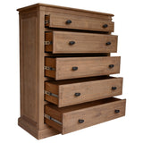 Jade Tallboy 5 Chest of Drawers Bed Storage Cabinet Stand - Natural - Side View