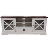 Erica ETU Entertainment TV Unit 160cm Solid Acacia Wood Hampton Brown White - Top-Down View