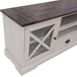 Erica ETU Entertainment TV Unit 160cm Solid Acacia Wood Hampton Brown White - Rear View