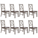 Erica X-Back Dining Chair Set of 8 Solid Acacia Timber Wood Hampton Brown White