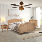 Bali 5pc Queen Bed Suite Bedside Dresser Bedroom Rattan Furniture Package Oak - Front View