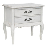 Alice 2pc Set Bedside 2 Drawers Storage Cabinet Side End Table Distressed White - 45-Degree Angle